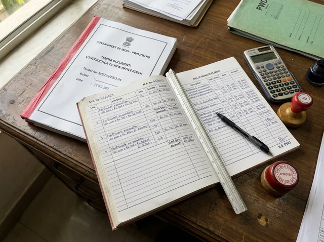 Tender documents, measurement book and billing papers